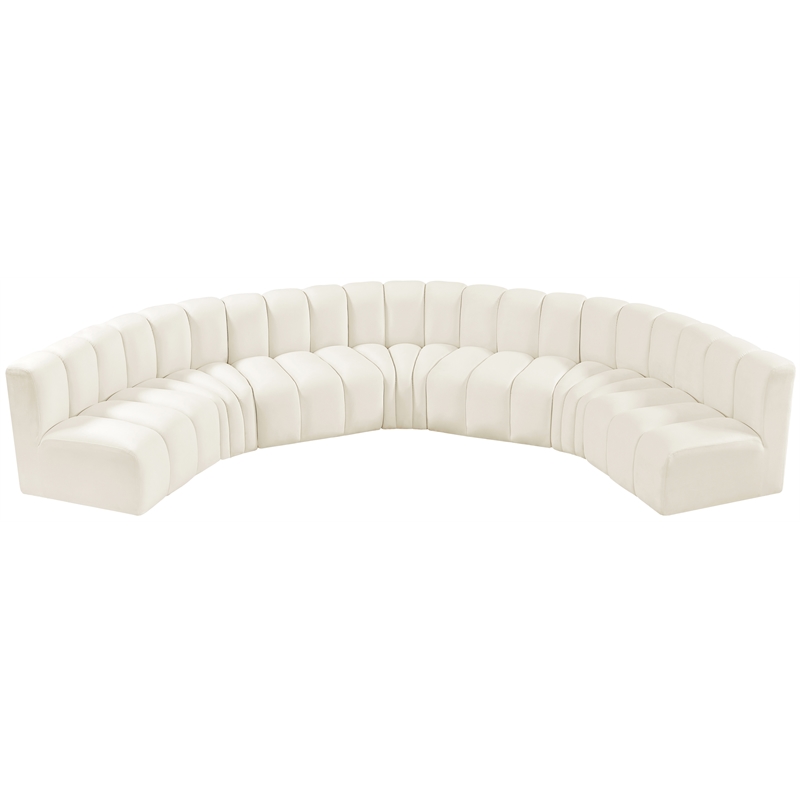 Meridian Furniture Arc Cream Velvet Modular Sectional