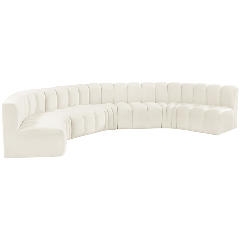 Meridian Furniture Arc Cream Velvet Modular Sectional