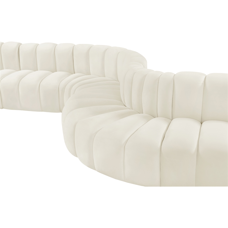 Meridian Furniture Arc Cream Velvet Modular Sectional