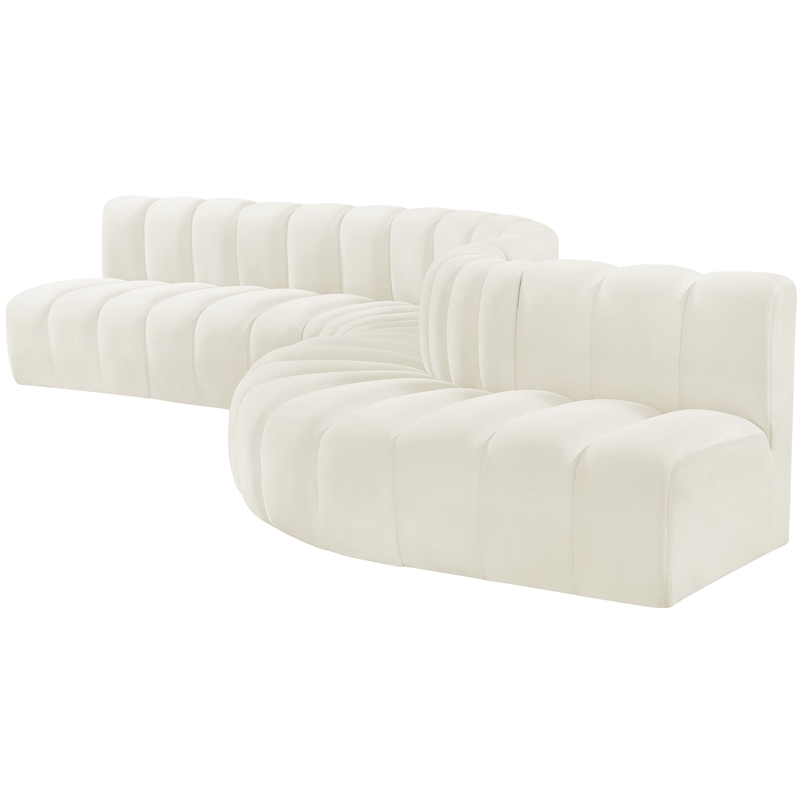 Meridian Furniture Arc Cream Velvet Modular Sectional