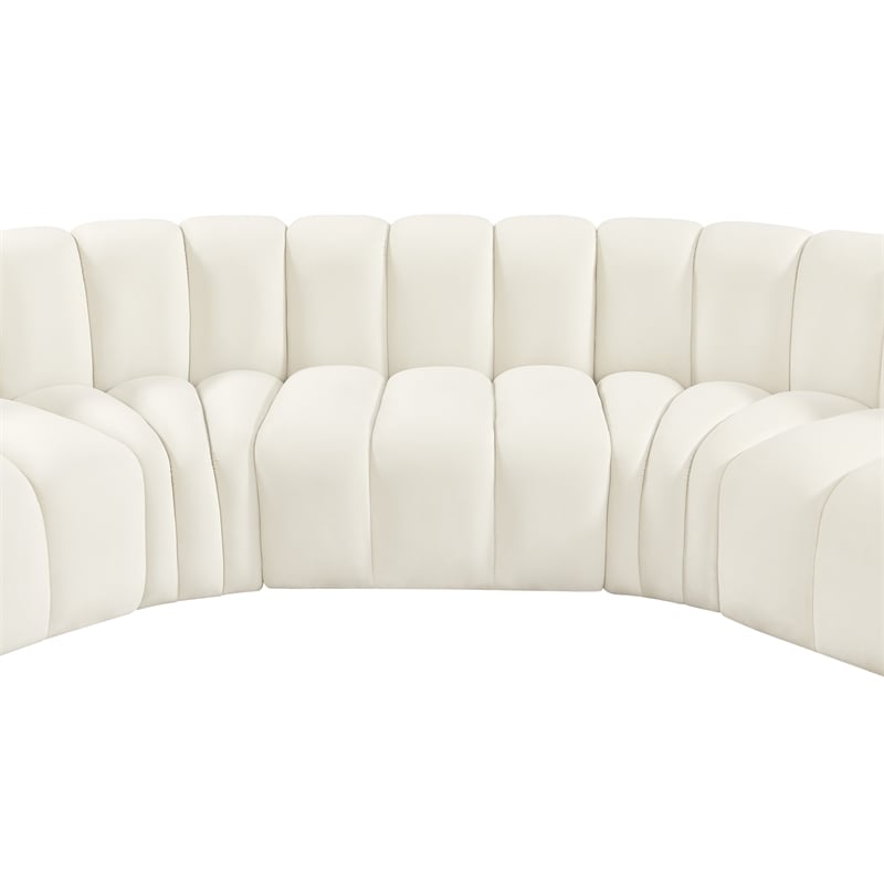 Meridian Furniture Arc Cream Velvet Modular Sectional