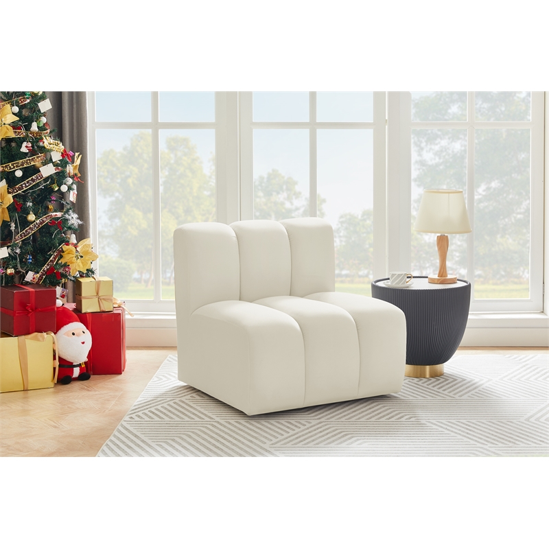 Meridian Furniture Arc Cream Velvet Straight Chair