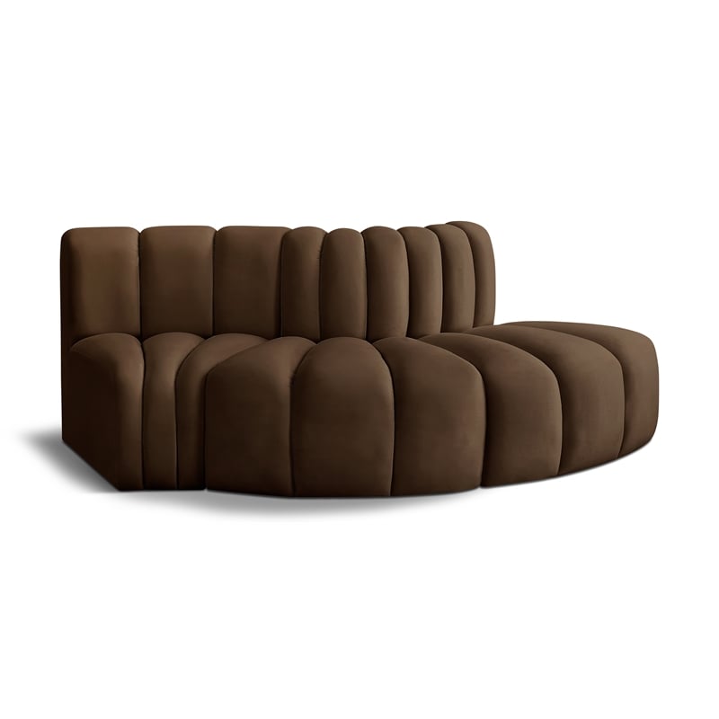 Meridian Furniture Arc Brown Velvet Modular Sectional
