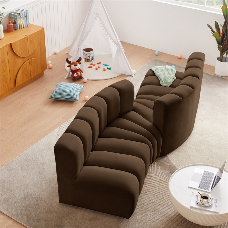 Meridian Furniture Arc Brown Velvet Modular Sectional