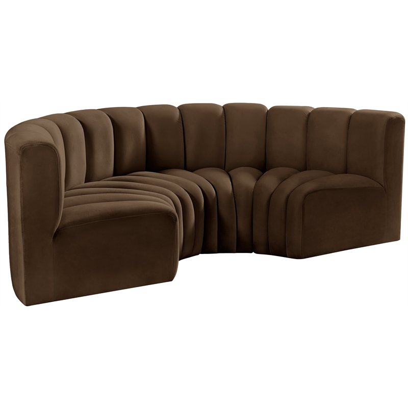 Meridian Furniture Arc Brown Velvet Modular Sectional