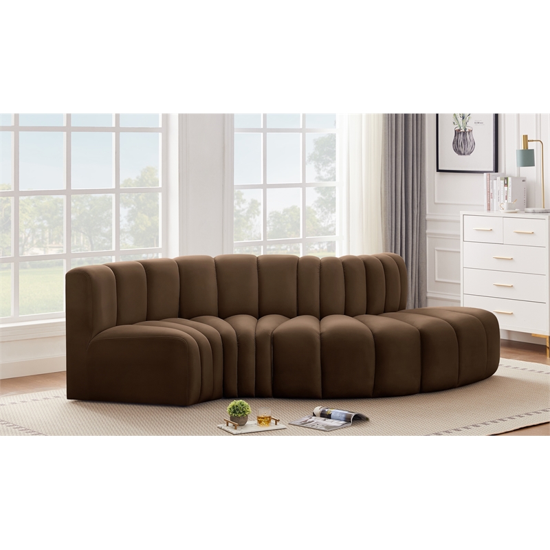 Meridian Furniture Arc Brown Velvet Modular Sectional