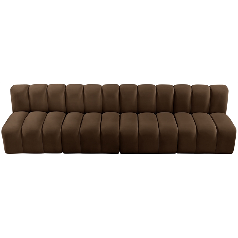 meridian furniture arc brown velvet modular sectional