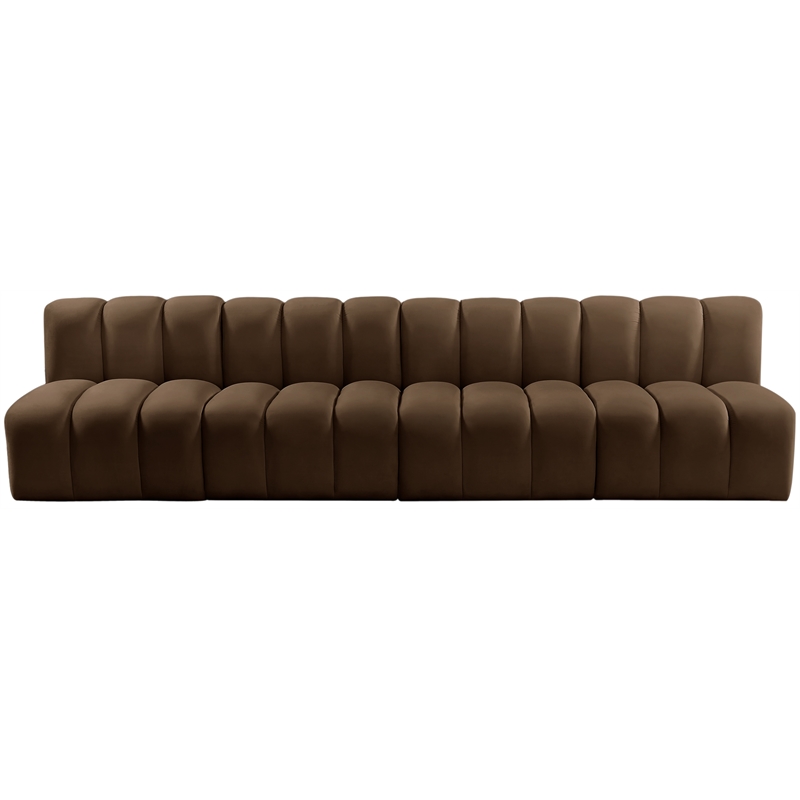 meridian furniture arc brown velvet modular sectional
