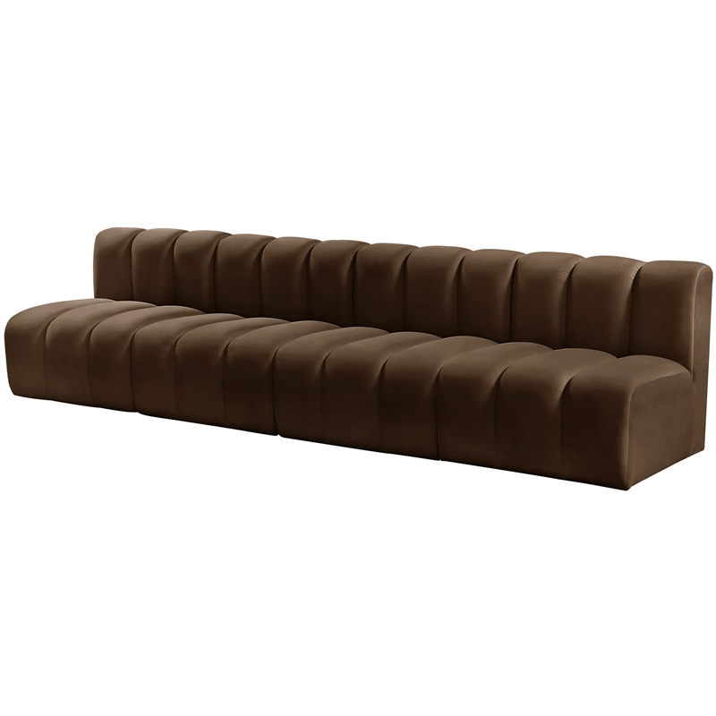meridian furniture arc brown velvet modular sectional