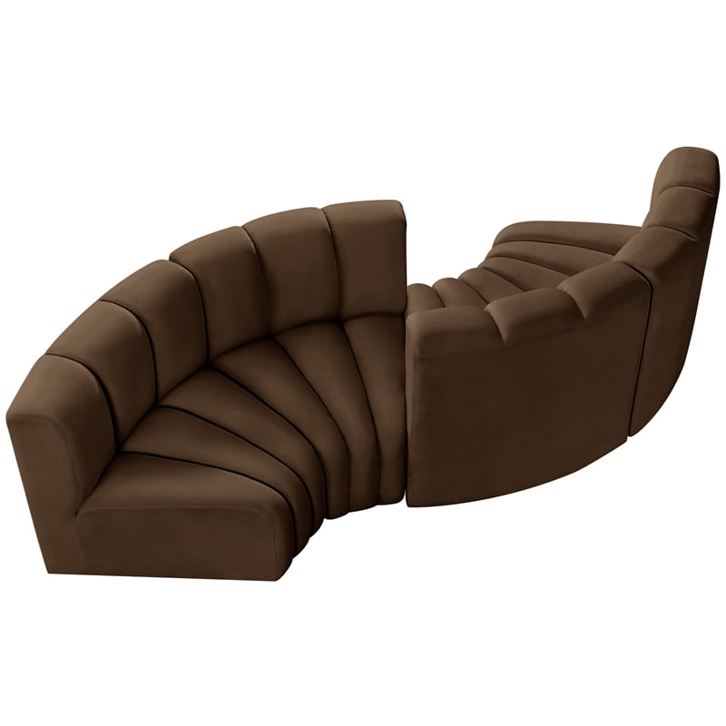 Meridian Furniture Arc Brown Velvet Modular Sectional