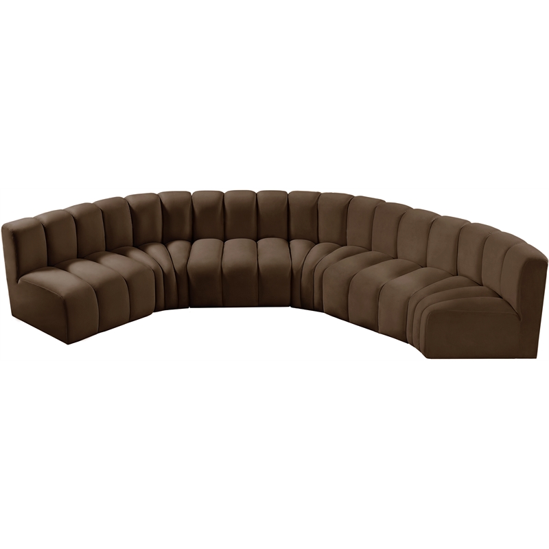 Meridian Furniture Arc Brown Velvet Modular Sectional