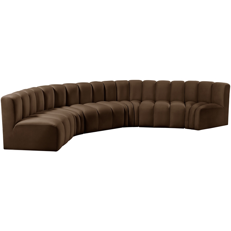Meridian Furniture Arc Brown Velvet Modular Sectional