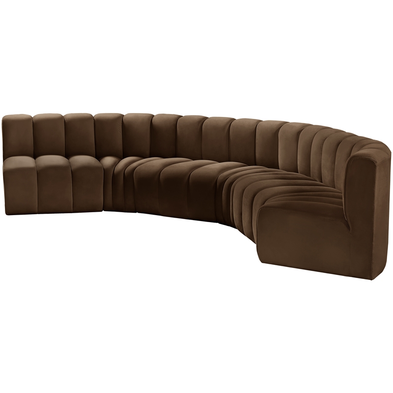 Meridian Furniture Arc Brown Velvet Modular Sectional