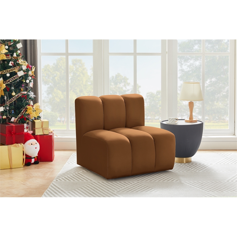 Meridian Furniture Arc Saddle Velvet Straight Chair
