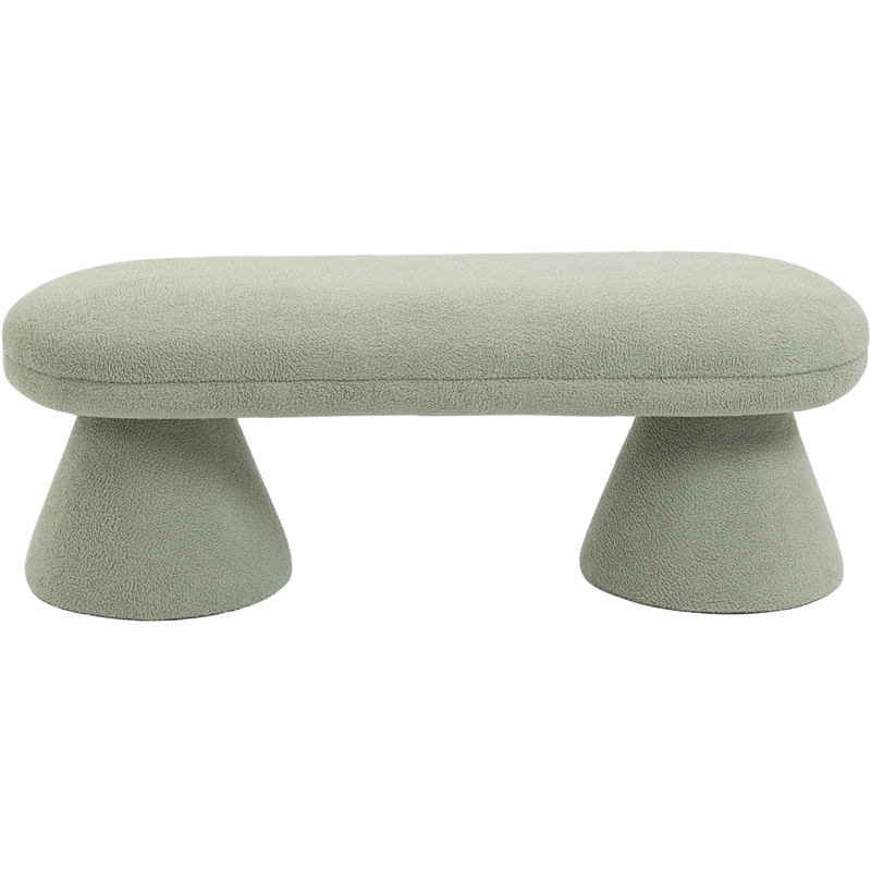 Meridian Furniture Drum Mint Faux Shearling Teddy Fabric Bench