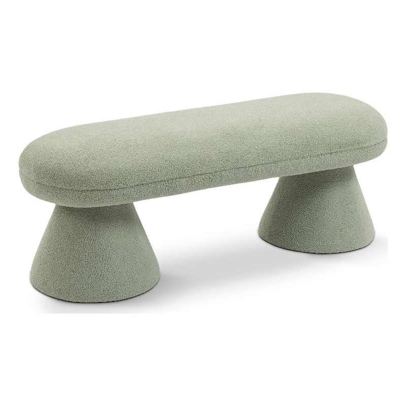 Meridian Furniture Drum Mint Faux Shearling Teddy Fabric Bench