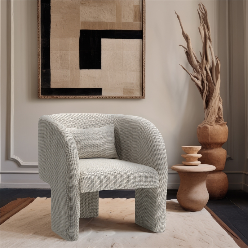 Meridian Furniture Sawyer Cream Weaved Fabric Accent Chair