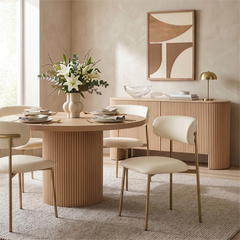 Meridian Furniture Lupita Cream Vegan Leather Dining Chair (Set of 2)