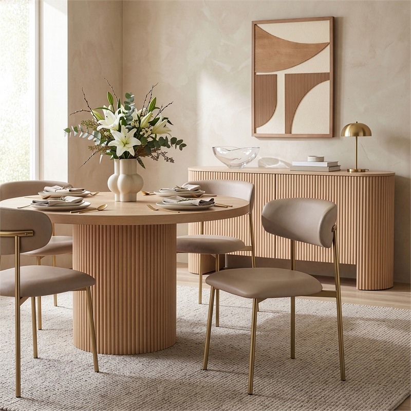 Meridian Furniture Lupita Taupe Vegan Leather Dining Chair (Set of 2)