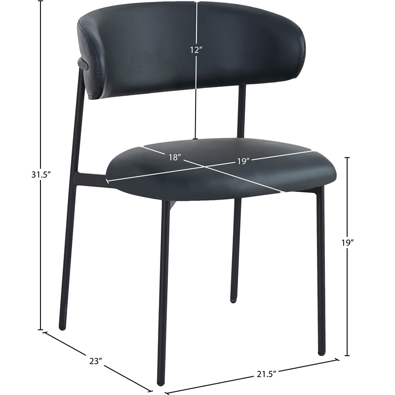 Meridian Furniture Lupita Black Vegan Leather Dining Chair (Set of 2)