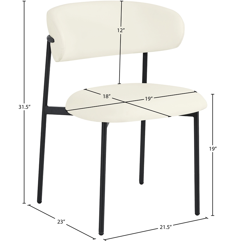 Meridian Furniture Lupita Cream Vegan Leather Dining Chair (Set of 2)