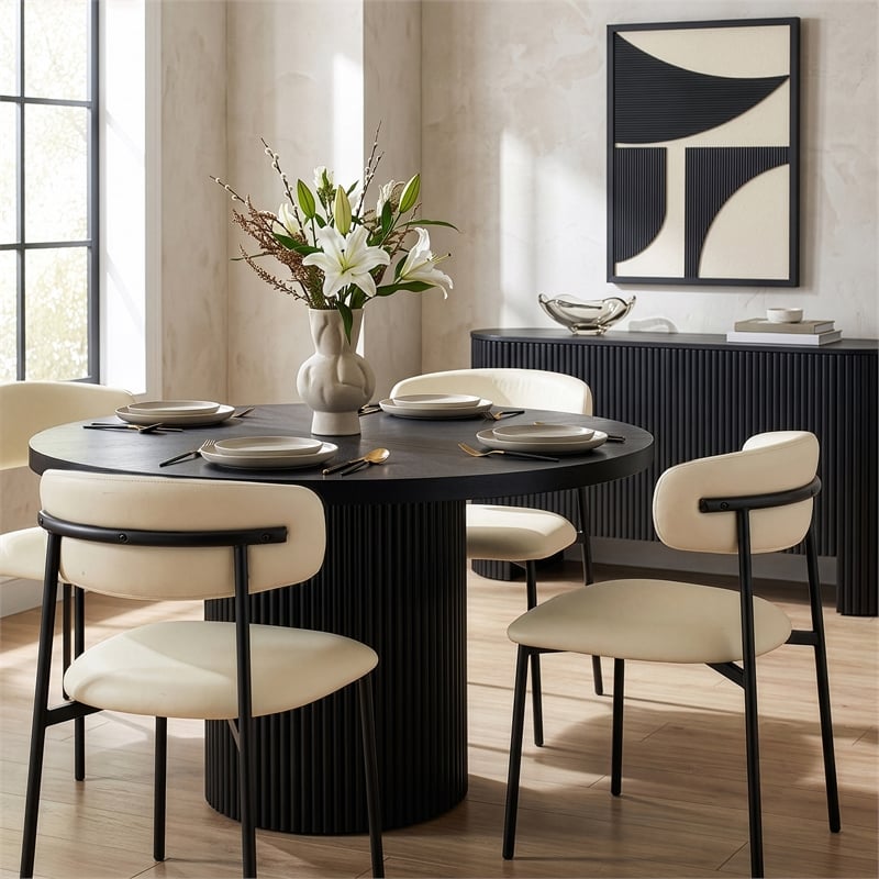Meridian Furniture Lupita Cream Vegan Leather Dining Chair (Set of 2)