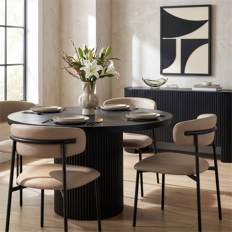 Meridian Furniture Lupita Taupe Vegan Leather Dining Chair (Set of 2)