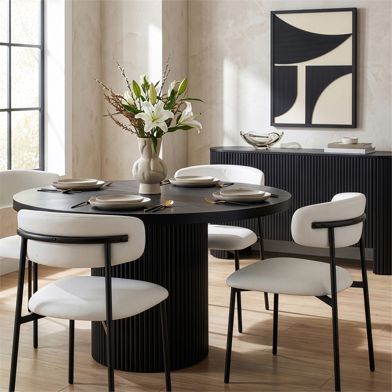 Meridian Furniture Lupita Off White Vegan Leather Dining Chair (Set of 2)
