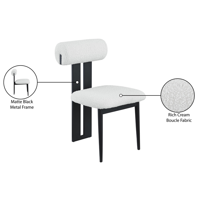 Meridian Furniture Dario Cream Boucle Fabric Dining Chair (Set of 2)