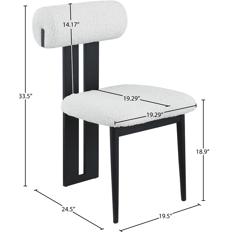 Meridian Furniture Dario Cream Boucle Fabric Dining Chair (Set of 2)