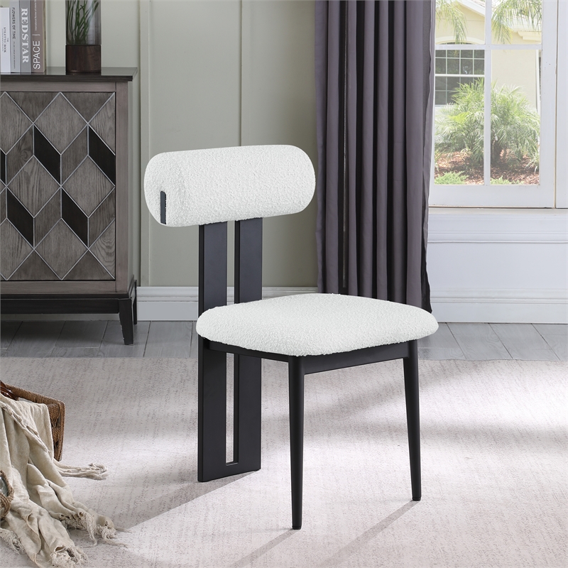 Meridian Furniture Dario Cream Boucle Fabric Dining Chair (Set of 2)