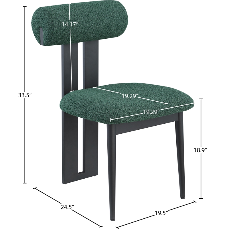 Meridian Furniture Dario Green Boucle Fabric Dining Chair (Set of 2)