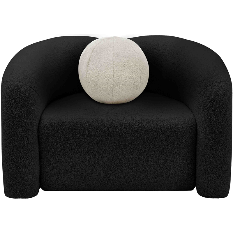 Meridian Furniture Kali Black Faux Shearling Teddy Fabric Chair