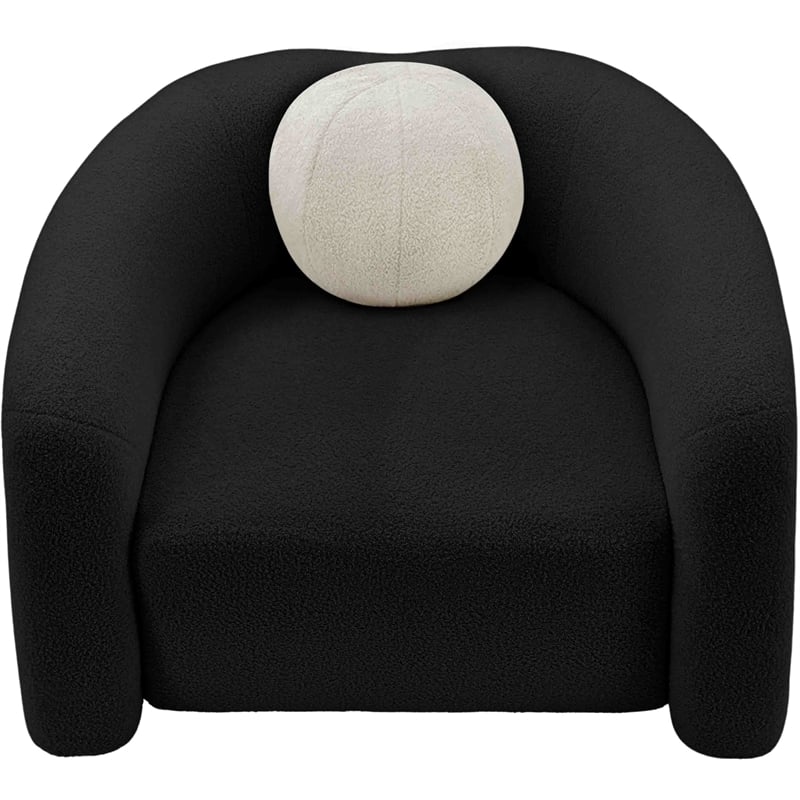 Meridian Furniture Kali Black Faux Shearling Teddy Fabric Chair