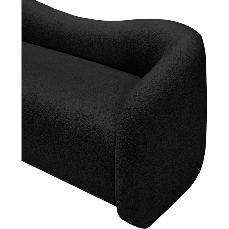 Meridian Furniture Kali Black Faux Shearling Teddy Fabric Loveseat