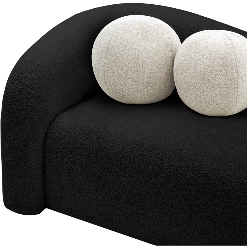 Meridian Furniture Kali Black Faux Shearling Teddy Fabric Loveseat