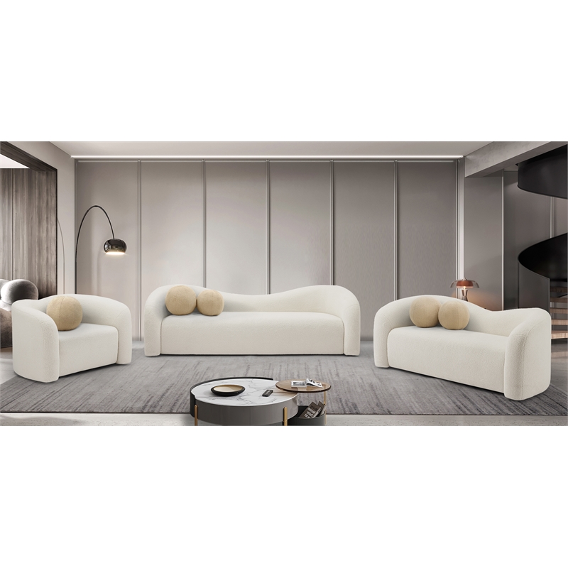 Meridian Furniture Kali Cream Faux Shearling Teddy Fabric Chair