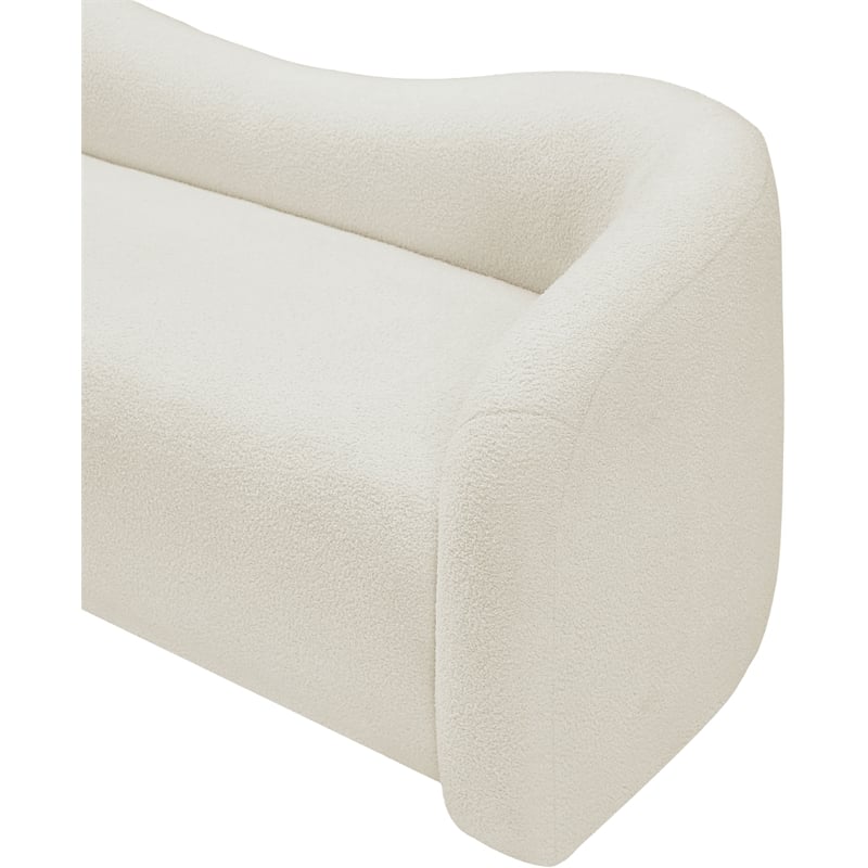Meridian Furniture Kali Cream Faux Shearling Teddy Fabric Loveseat