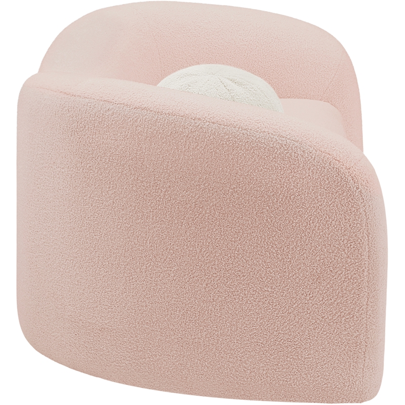 Meridian Furniture Kali Pink Faux Shearling Teddy Fabric Loveseat