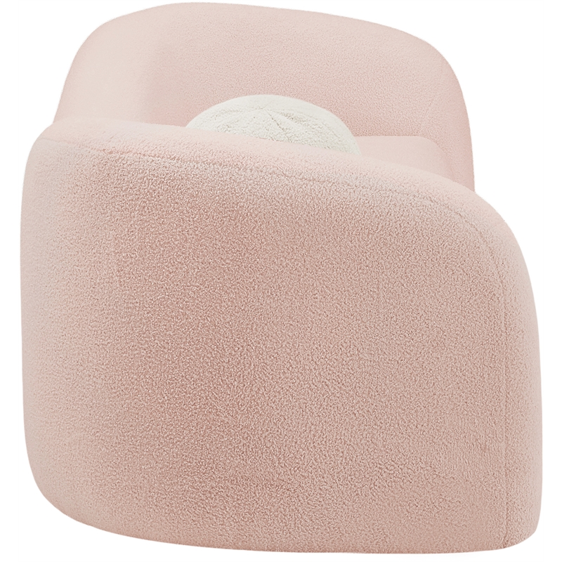 Meridian Furniture Kali Pink Faux Shearling Teddy Fabric Sofa