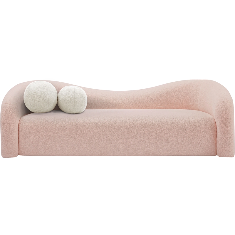 Meridian Furniture Kali Pink Faux Shearling Teddy Fabric Sofa