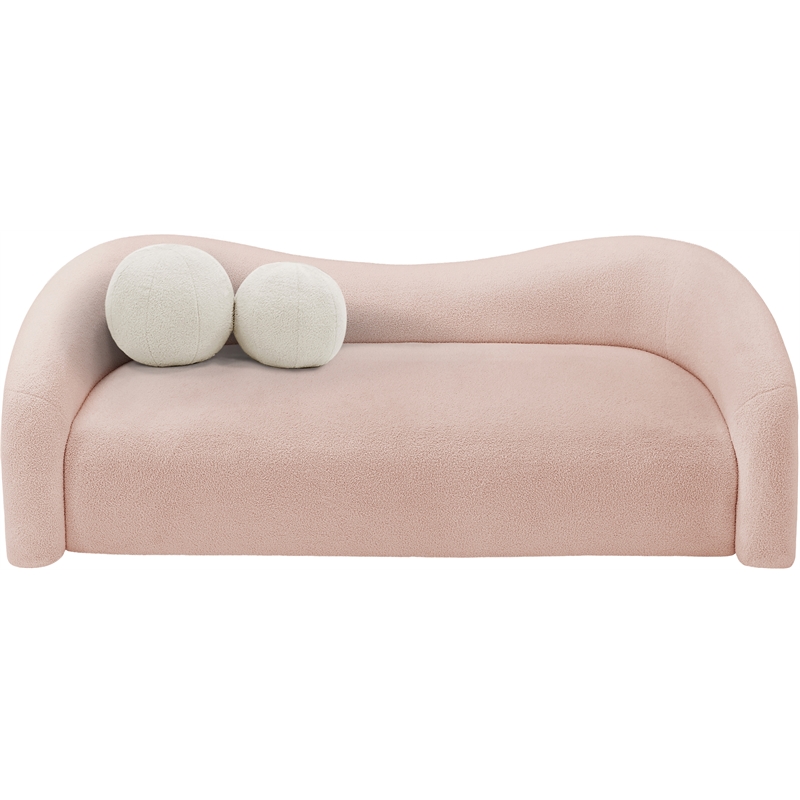 Meridian Furniture Kali Pink Faux Shearling Teddy Fabric Sofa