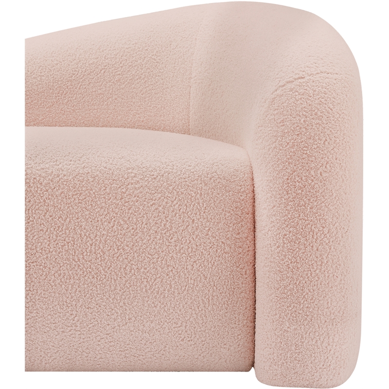 Meridian Furniture Kali Pink Faux Shearling Teddy Fabric Sofa