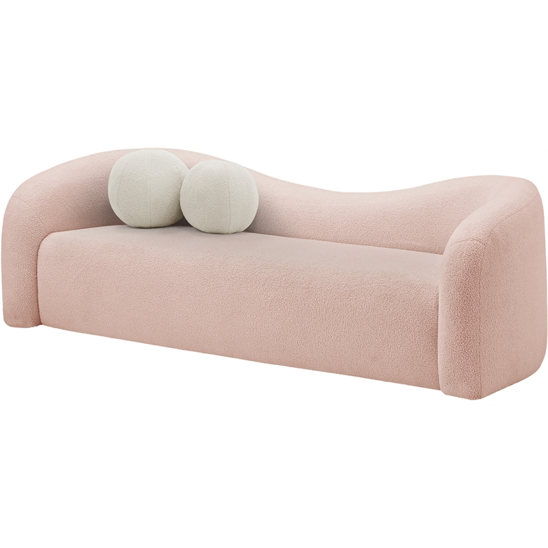 Meridian Furniture Kali Pink Faux Shearling Teddy Fabric Sofa
