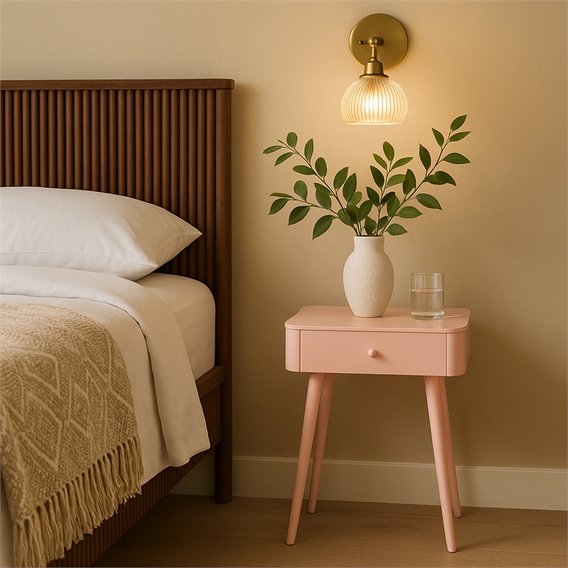 Meridian Furniture Rylan Pink Metal Night Stand