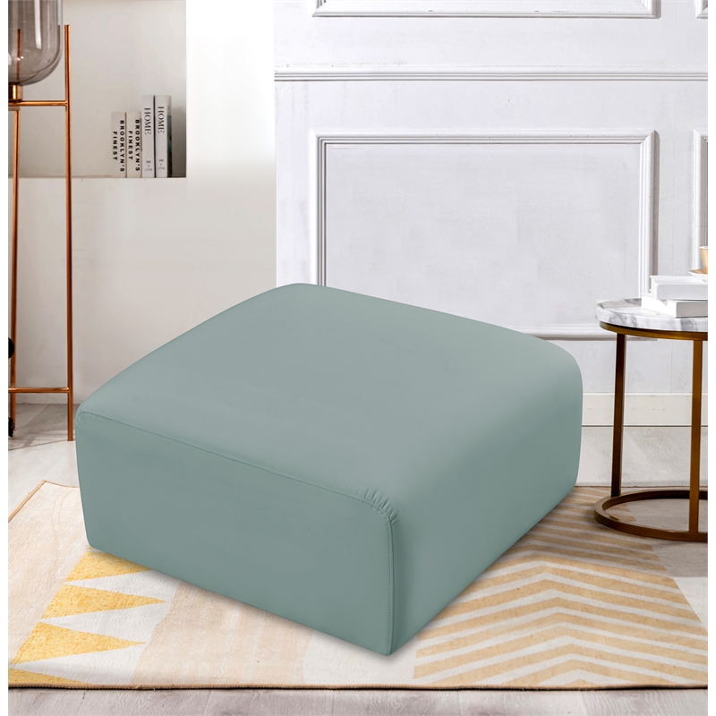 Meridian Furniture Arc Mint Green Vegan Leather Ottoman