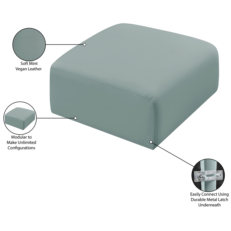 Meridian Furniture Arc Mint Green Vegan Leather Ottoman