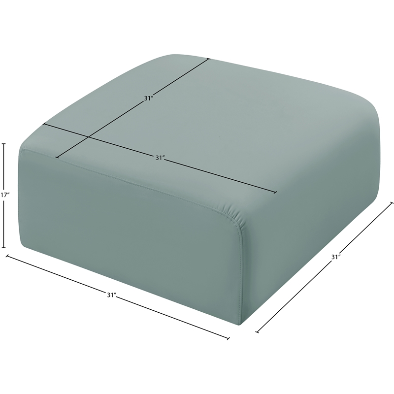 Meridian Furniture Arc Mint Green Vegan Leather Ottoman