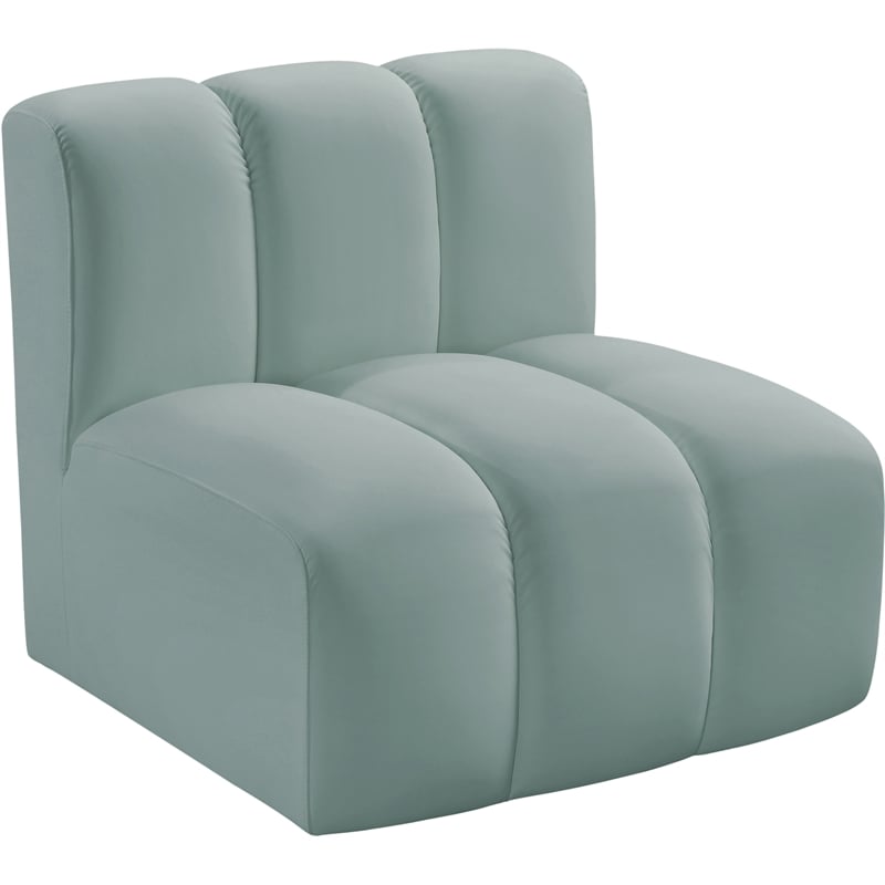 Meridian Furniture Arc Mint Green Vegan Leather Straight Chair