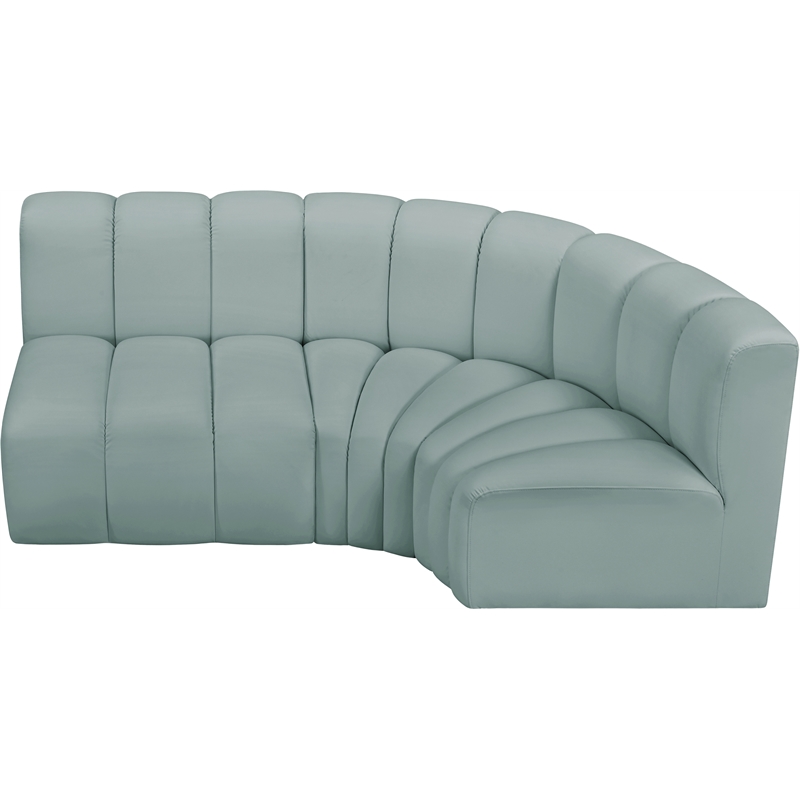 Meridian Furniture Arc Mint Green Vegan Leather Modular Sectional